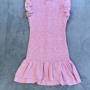 French Connection Elao Verona Crepe Smocked Drop Waist Pink Dress, Size Small